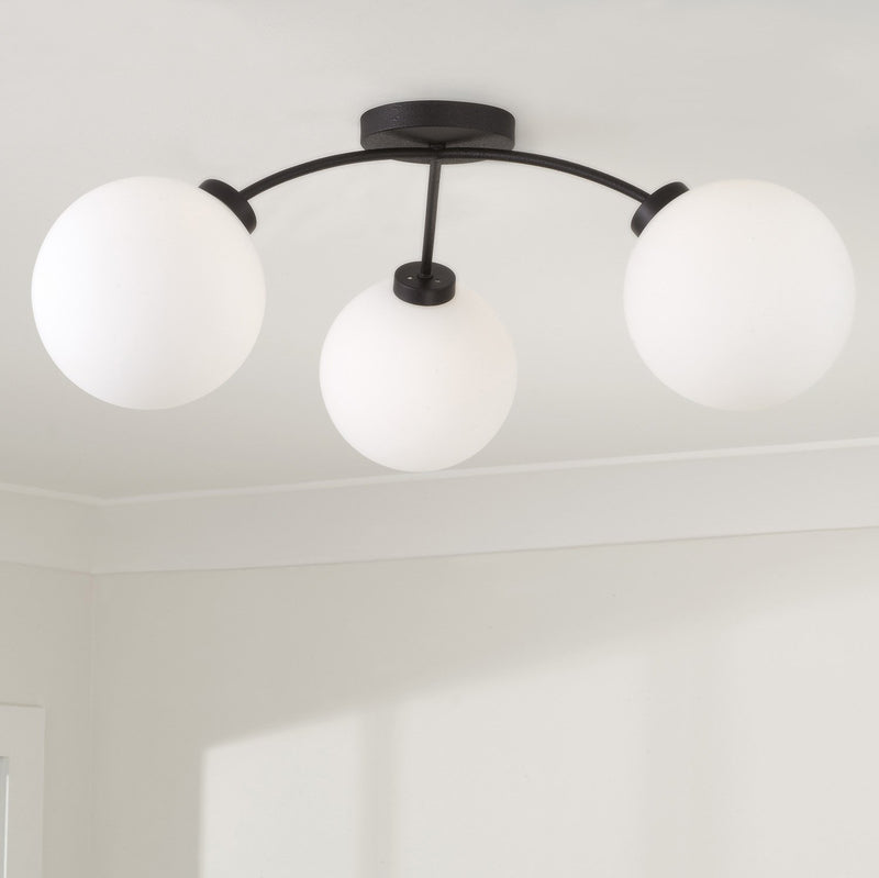 Amos 3-Light Semi-Flush Mount in Black Iron