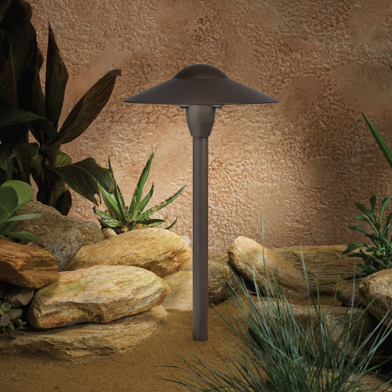 LED Path and Spread Light 15" with Amber Glass in Textured Architectural Bronze