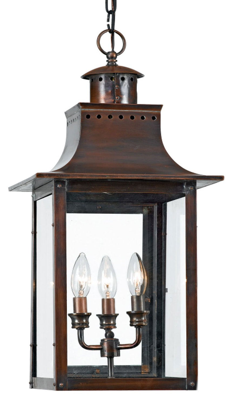 Chalmers 3-Light Outdoor Hanging Lantern in Aged Copper