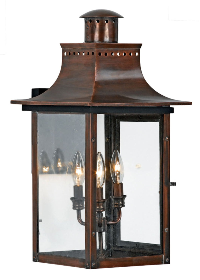 Chalmers 3-Light Outdoor Wall Lantern in Aged Copper