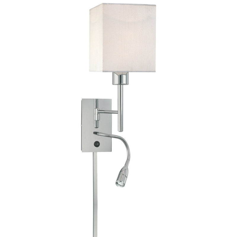George's Reading Room 20" Fabric Shade Swing Arm Wall Lamp in Chrome