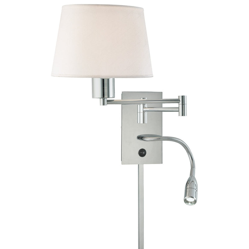 George's Reading Room 25" Fabric Shade Swing Arm Wall Lamp in Chrome