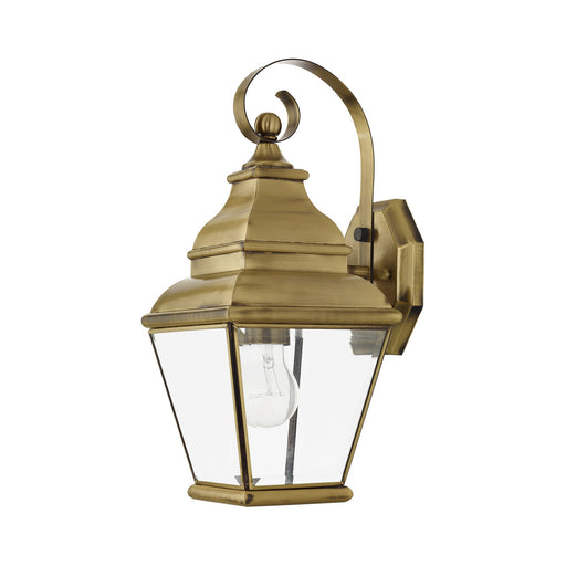 Exeter Small Outdoor Wall Lantern in Antique Brass