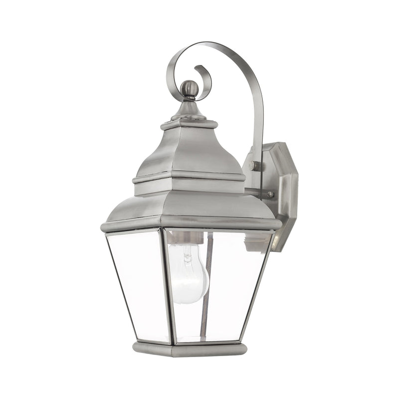Exeter Small Outdoor Wall Lantern in Brushed Nickel