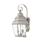 Exeter 2-Light Medium Outdoor Wall Lantern in Brushed Nickel