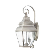 Exeter 2-Light Medium Outdoor Wall Lantern in Brushed Nickel