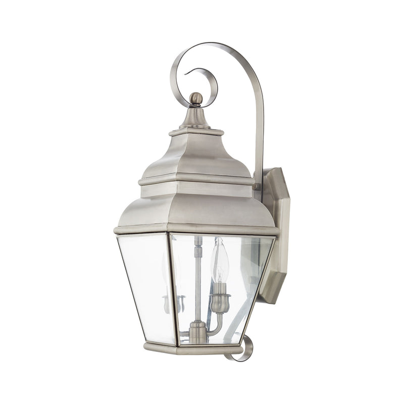 Exeter 2-Light Medium Outdoor Wall Lantern in Brushed Nickel