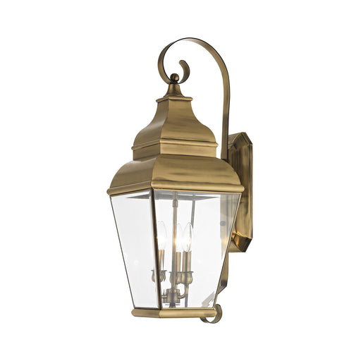 Exeter 3-Light Large Outdoor Wall Lantern in Antique Brass