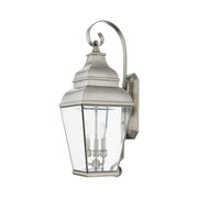Exeter 3-Light Large Outdoor Wall Lantern in Brushed Nickel