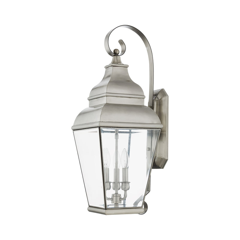 Exeter 3-Light Large Outdoor Wall Lantern in Brushed Nickel