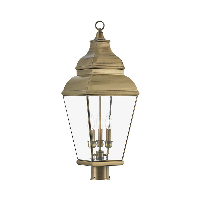 Exeter 3-Light Large Outdoor Post Light in Antique Brass