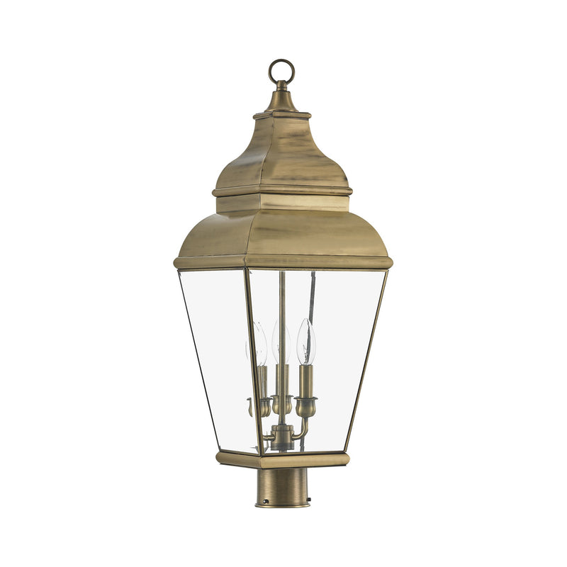Exeter 3-Light Large Outdoor Post Light in Antique Brass