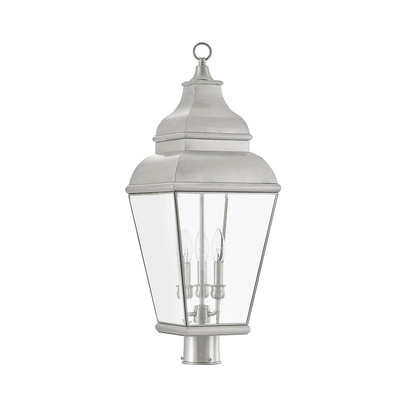 Exeter 3-Light Large Outdoor Post Light in Brushed Nickel