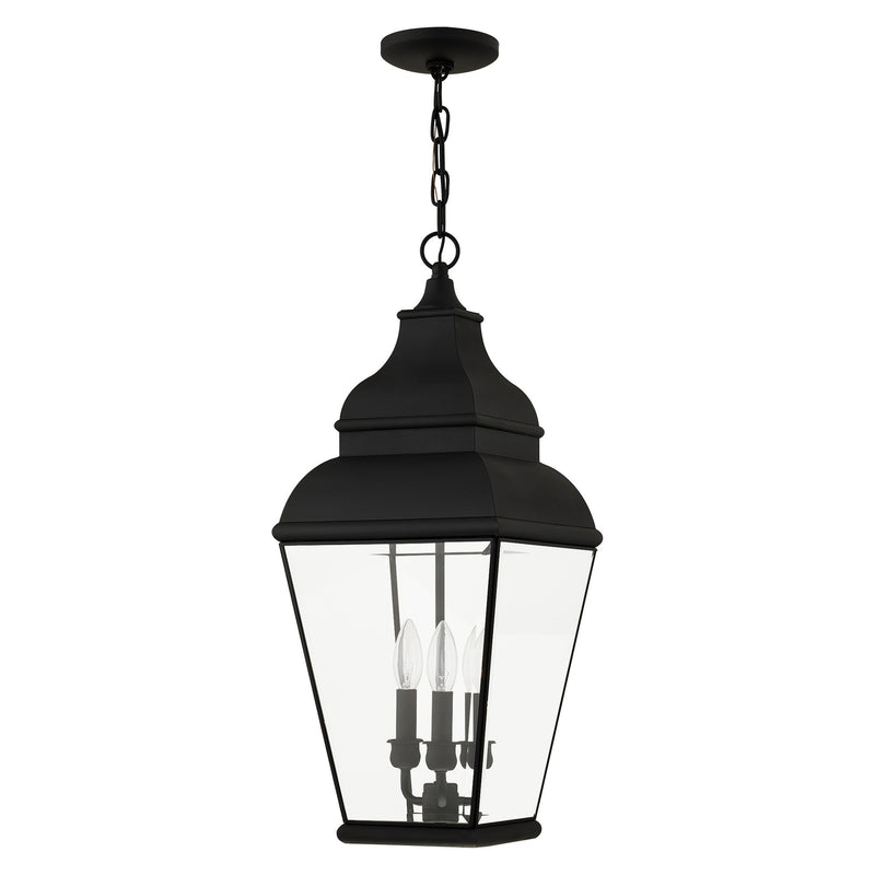 Exeter 3-Light Large Outdoor Pendant Lantern in Black