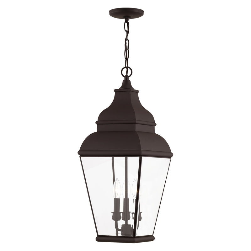 Exeter 3-Light Large Outdoor Pendant Lantern in Bronze