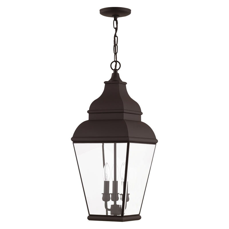 Exeter 3-Light Large Outdoor Pendant Lantern in Bronze