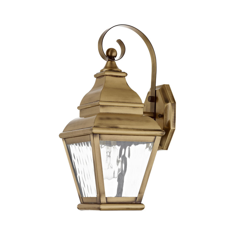 Exeter Small Outdoor Wall Lantern in Antique Brass