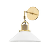 Syosset Wall Sconce in Aged Brass / White