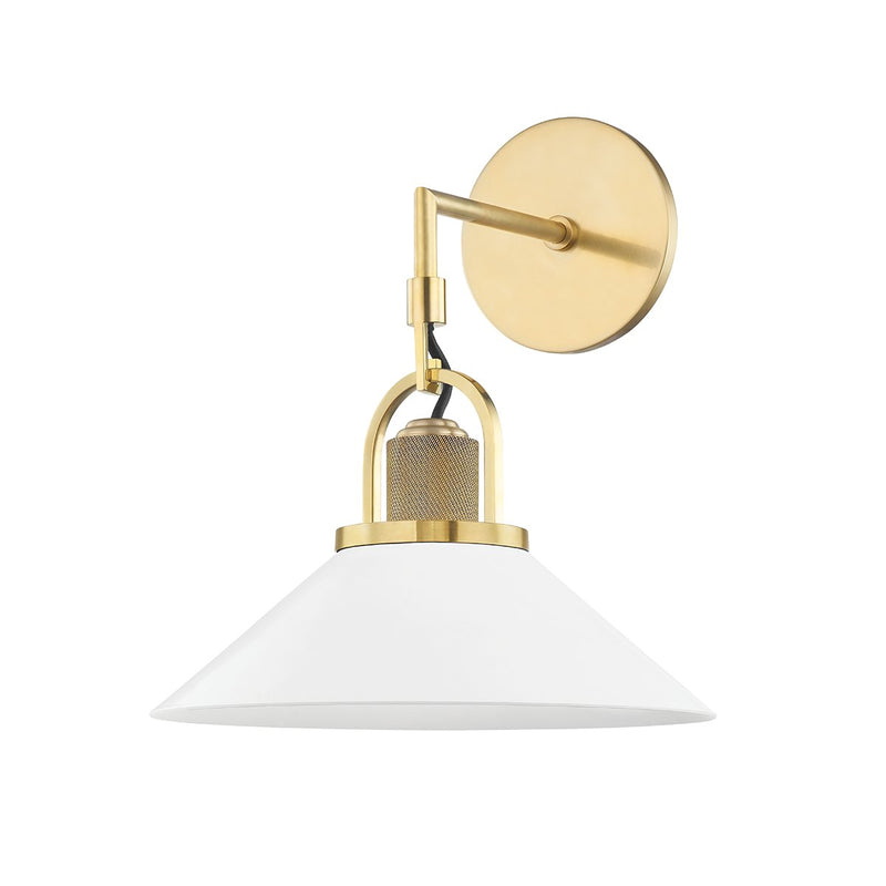 Syosset Wall Sconce in Aged Brass / White