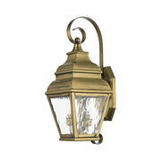 Exeter 2-Light Medium Outdoor Wall Lantern in Antique Brass