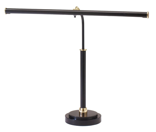 LED Piano Lamp Black with Brass Accents