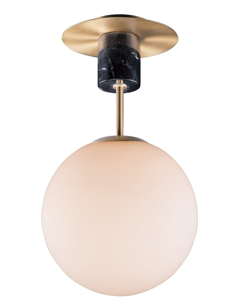 Vesper 1 Light Semi-Flush Mount in Satin Brass / Black