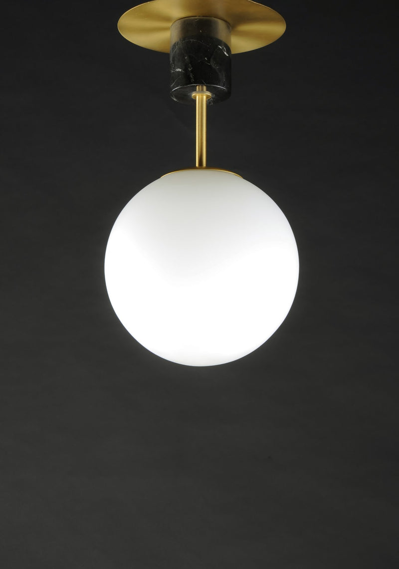 Vesper 1 Light Semi-Flush Mount in Satin Brass / Black