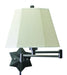 Wall Swing Arm Lamp in Oil Rubbed Bronze with Off-White Linen Hardback