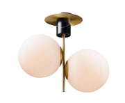 Vesper 2 Light Semi-Flush Mount in Satin Brass / Black