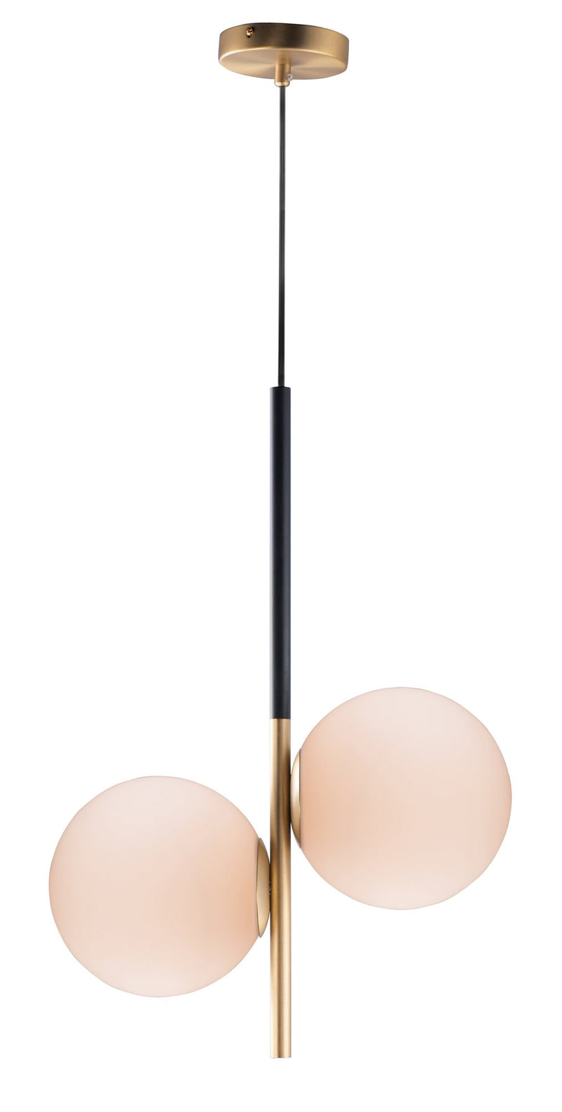 Vesper 2 Light Pendant in Satin Brass / Black
