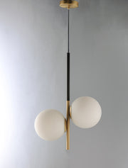 Vesper 2 Light Pendant in Satin Brass / Black
