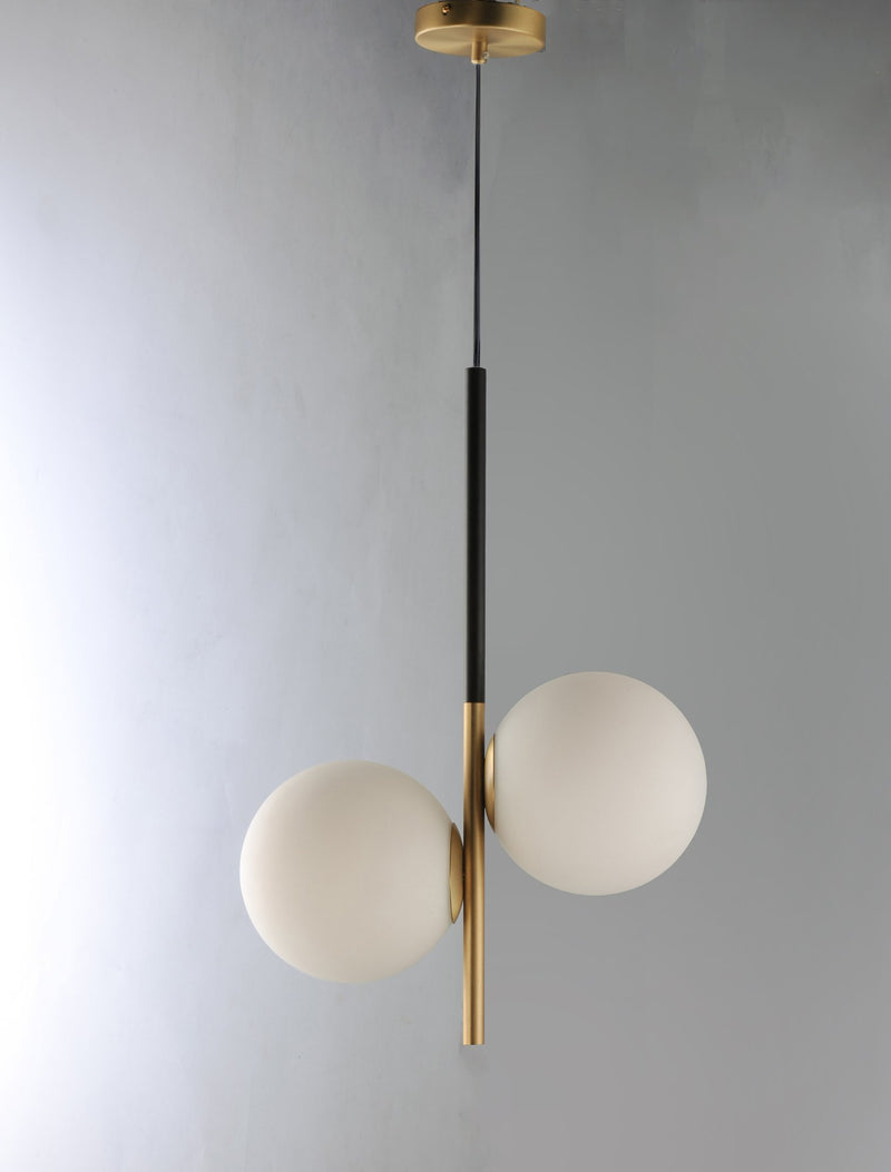 Vesper 2 Light Pendant in Satin Brass / Black
