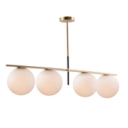 Vesper 4 Light Linear Chandelier in Satin Brass / Black