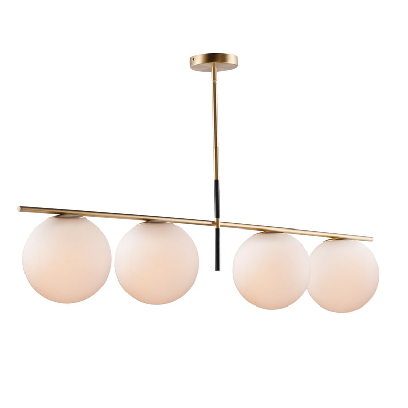Vesper 4 Light Linear Chandelier in Satin Brass / Black