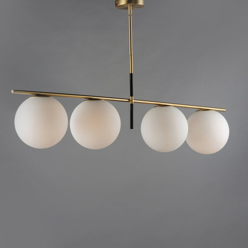 Vesper 4 Light Linear Chandelier in Satin Brass / Black