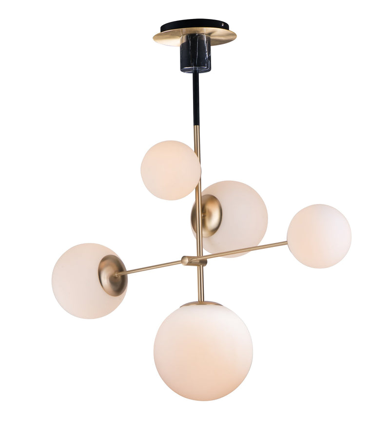 Vesper 5 Light Chandelier in Satin Brass / Black