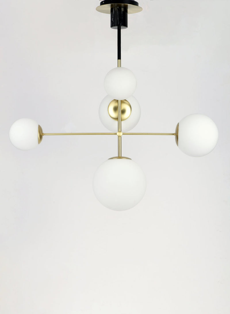 Vesper 5 Light Chandelier in Satin Brass / Black