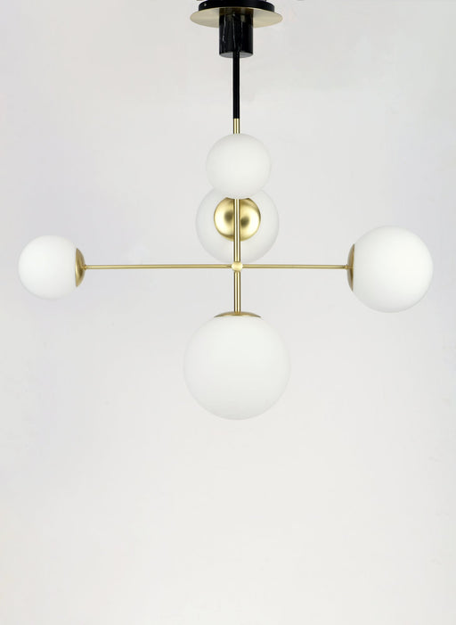 Vesper 5 Light Chandelier in Satin Brass / Black