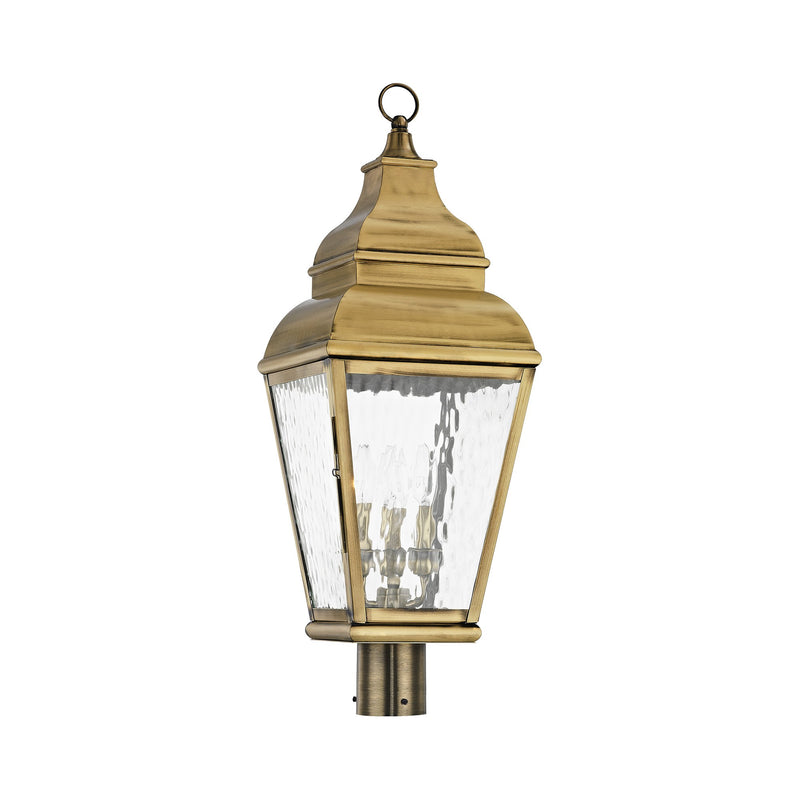 Exeter 3-Light Large Outdoor Post Light in Antique Brass