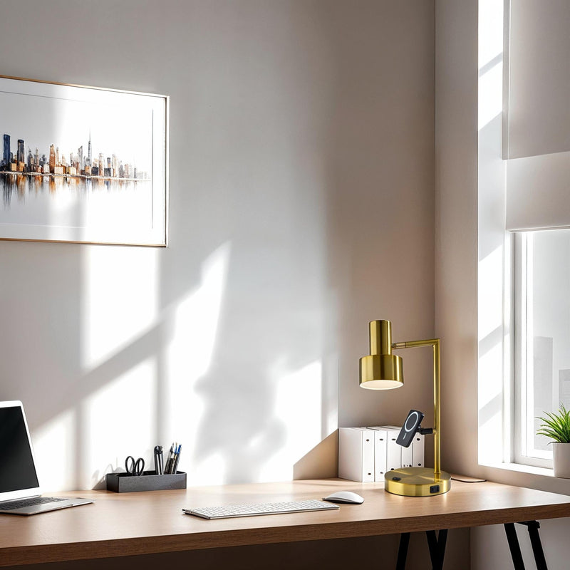 Rowe Desk Lamp in Antique Brass