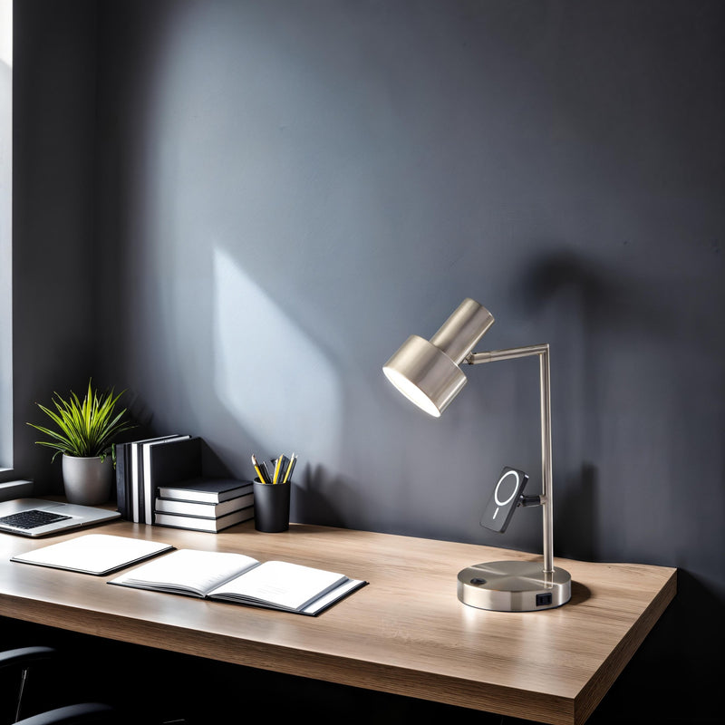 Rowe Desk Lamp in Brushed Steel