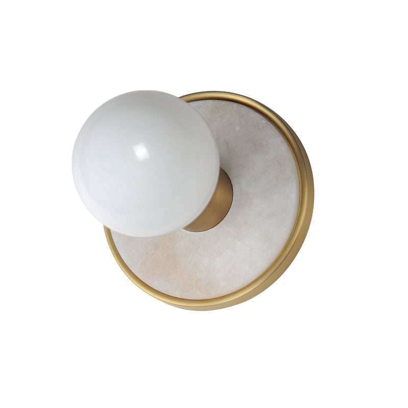 Hollywood 1 Light Wall Sconce in White Alabaster / Natural Aged Brass