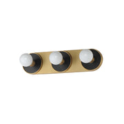 Hollywood 3 Light Bath Vanity in Black / Natural Aged Brass