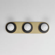 Hollywood 3 Light Bath Vanity in Black / Natural Aged Brass