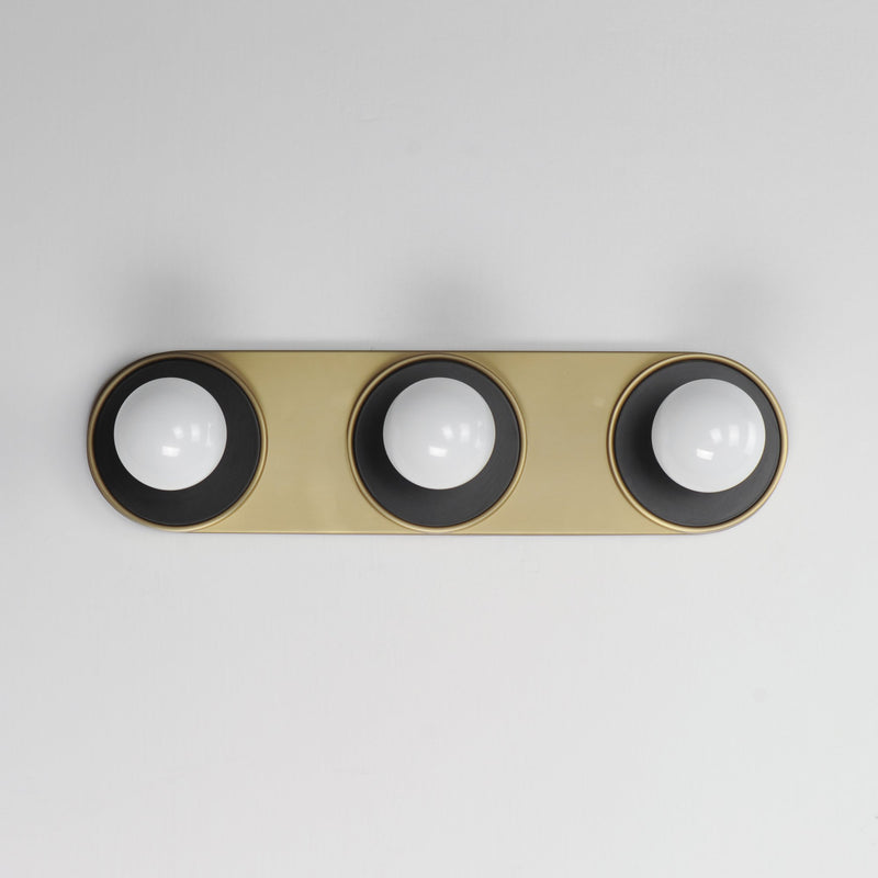 Hollywood 3 Light Bath Vanity in Black / Natural Aged Brass