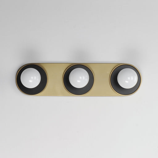 Hollywood 3 Light Bath Vanity in Black / Natural Aged Brass