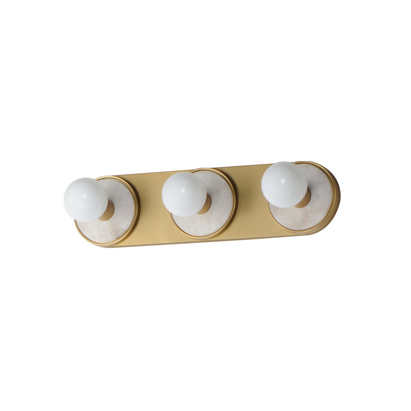 Hollywood 3 Light Bath Vanity in White Alabaster / Natural Aged Brass