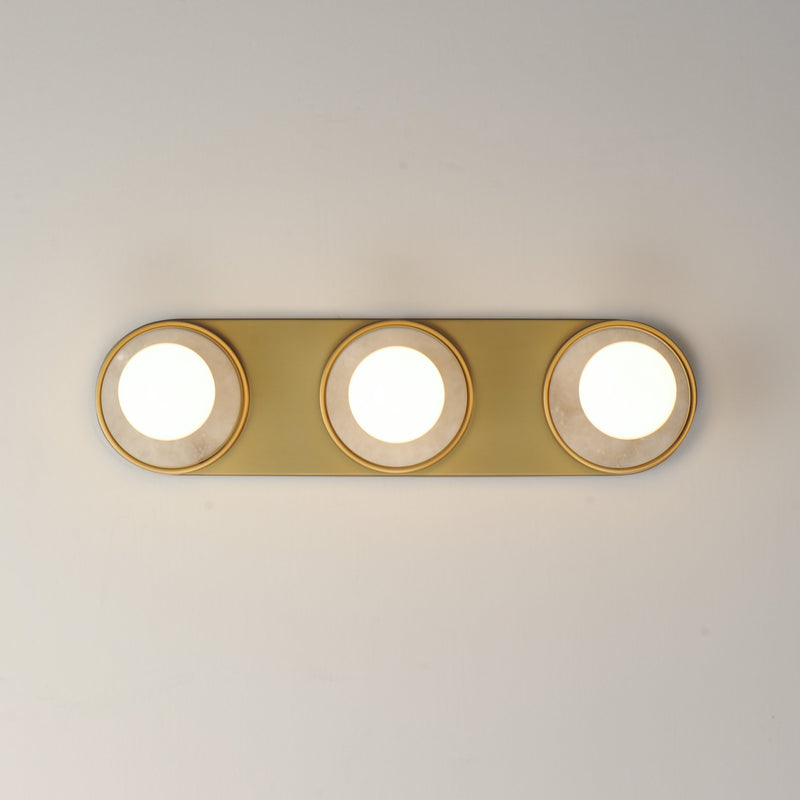 Hollywood 3 Light Bath Vanity in White Alabaster / Natural Aged Brass