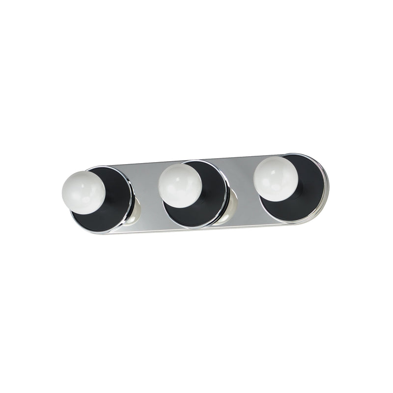 Hollywood 3 Light Bath Vanity in Black / Polished Chrome