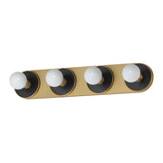 Hollywood 4 Light Bath Vanity in Black / Natural Aged Brass